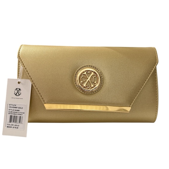 CXL by Christian Lacroix Gold Glam Caviar Clutch - Picture 1 of 5